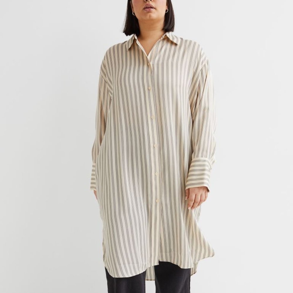 H&M+ Linen oversized shirt dress